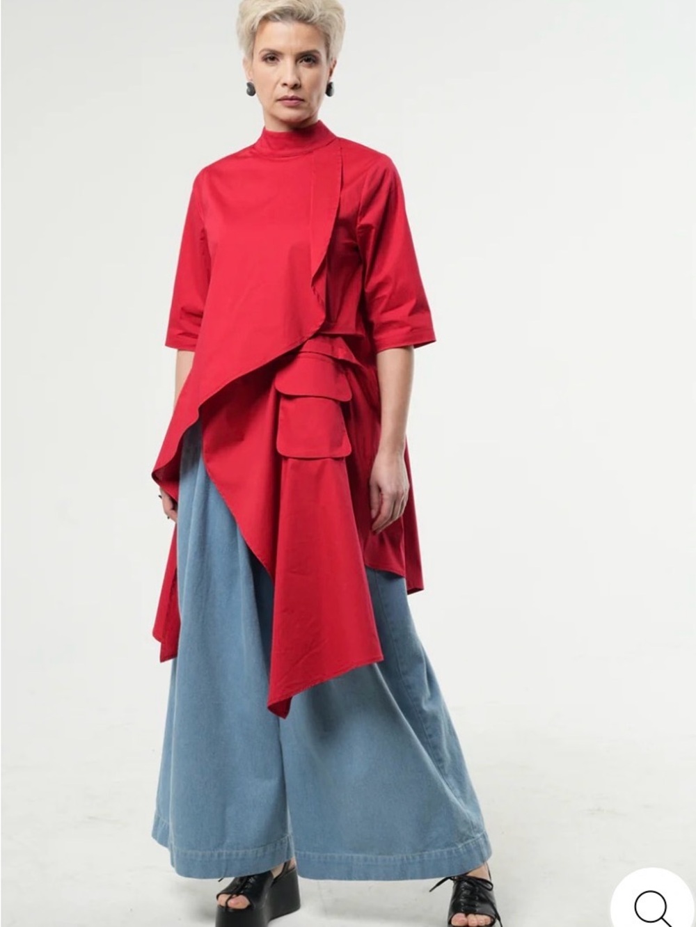 Women's METAMORPHOZA Red ASSYMETRIC Lagenlook TUNIC Shirt DRESS  L